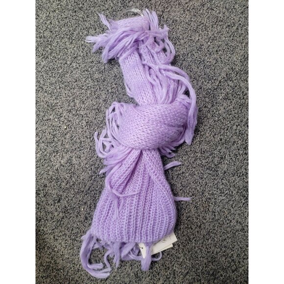 Hand-Knitted Lavender Fringe Scarf Soft Acrylic Winter Fashion Accessory For Wom - Picture 2 of 5